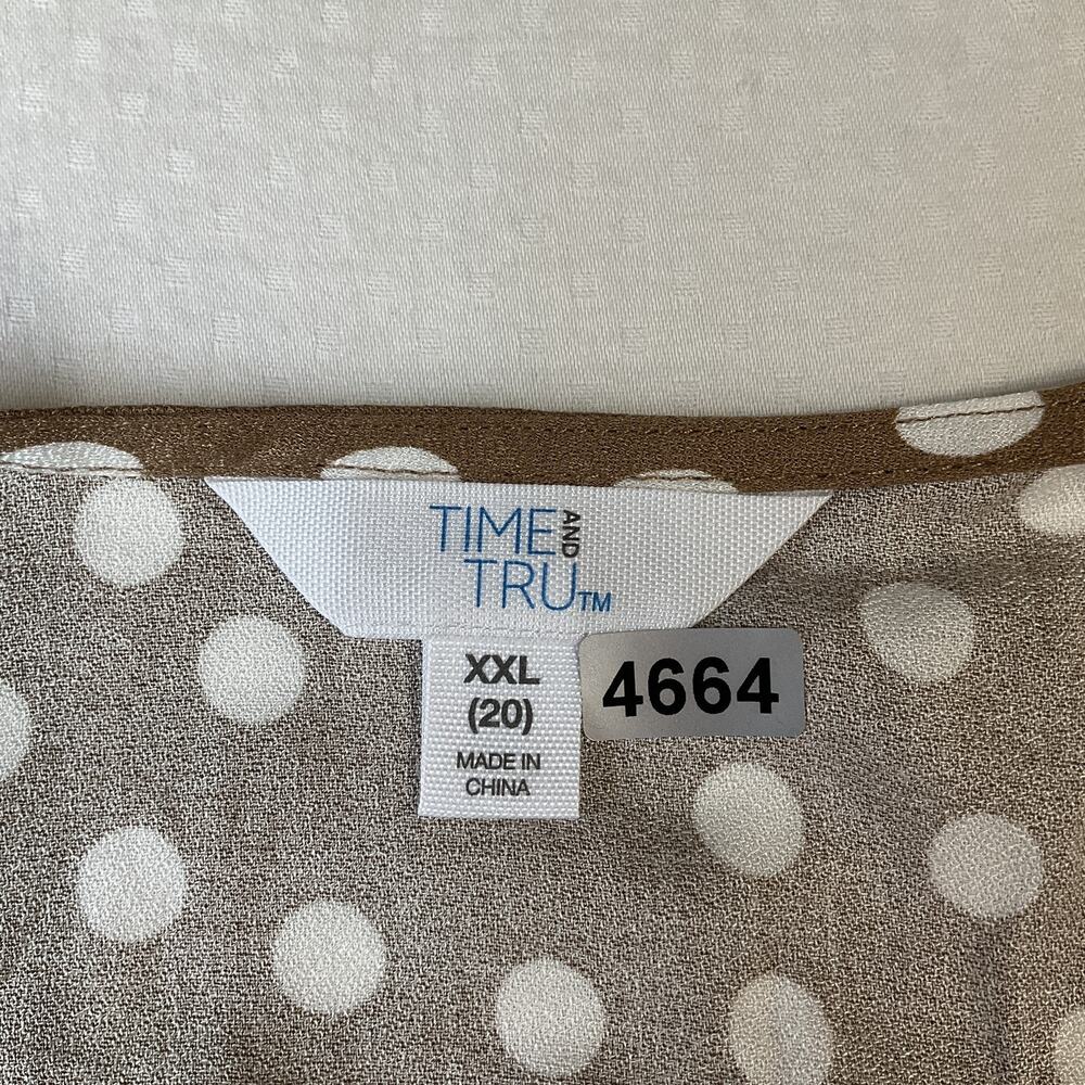 Time And Tru Women Maxi Dress XXL (20) Brown Polka Dot Milkmaid Dress ShortSleev - Picture 2 of 11